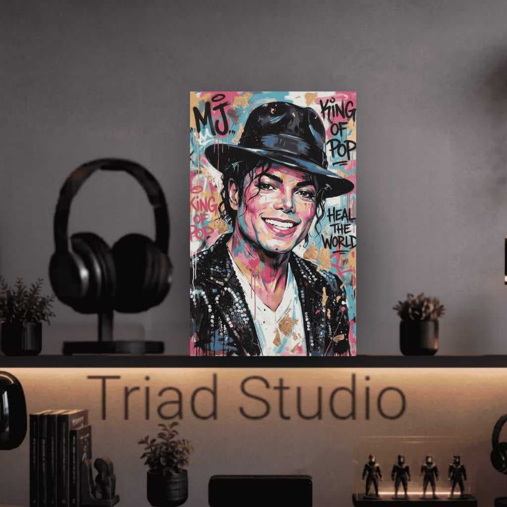 Quadro Decorativo Michael Jackson Rei do Pop MDF 15x21cm Placa Decorativa Arte de Parede Premium