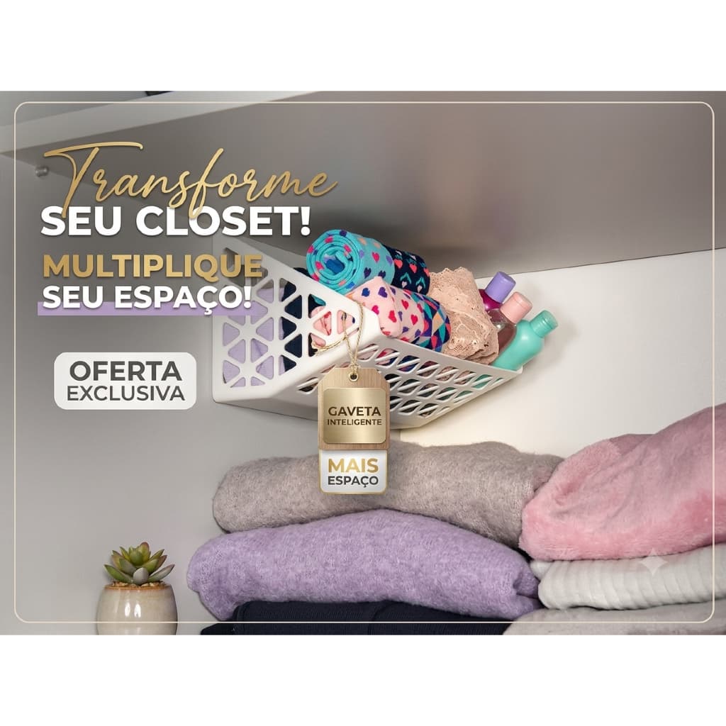 Prateleira Canto Guarda-Roupa para meias cuecas gravatas e outros