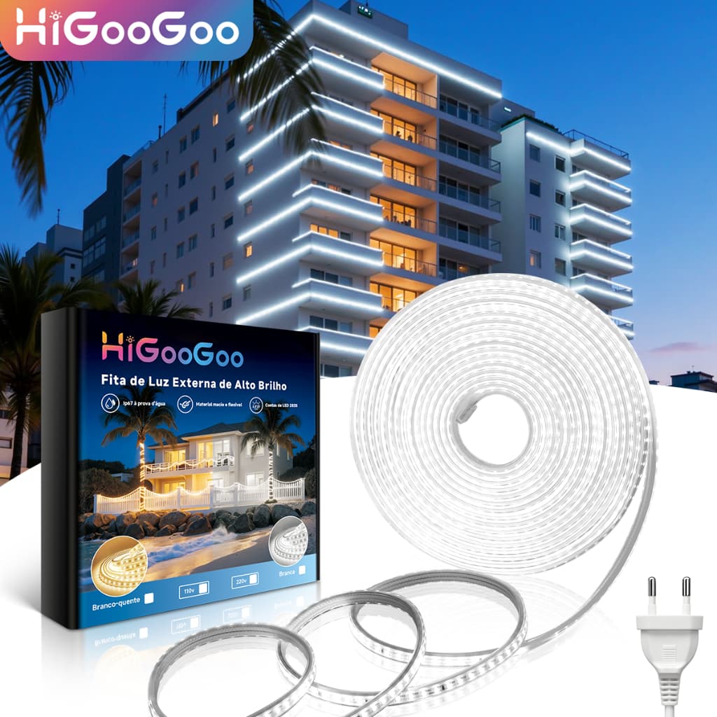 HiGooGoo 30M/20M Cordão De Luz 110/220V Ar Livre Fita LED Alta Tensão Varal De luz Super Led Ultra Para Decoração Natal