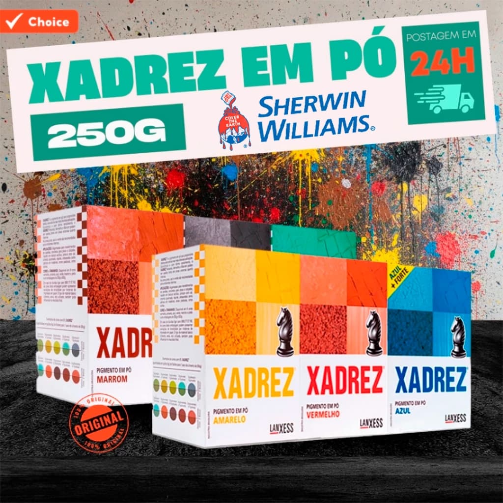Pigmento Xadrez em Pó 250g Corante para Tintas Cimento Gesso Resina Todas as Cores