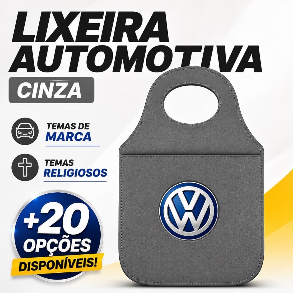 Lixo Automotivo Personalizado Universal Cinza