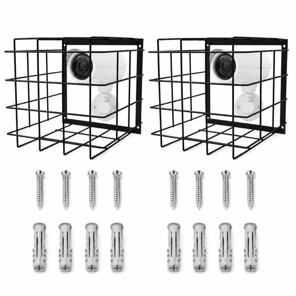 Kit 2 Grade De Segurança Para Câmera Vigilância CFTV Estrutura Quadrada Redonda Resistente Reforçada Antivandalismo