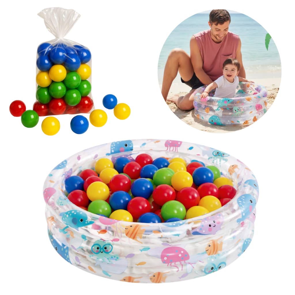 Kit Piscina De Bolinhas Amigos do Mar Intex 40 Litros  + 50 Bolinhas Coloridas