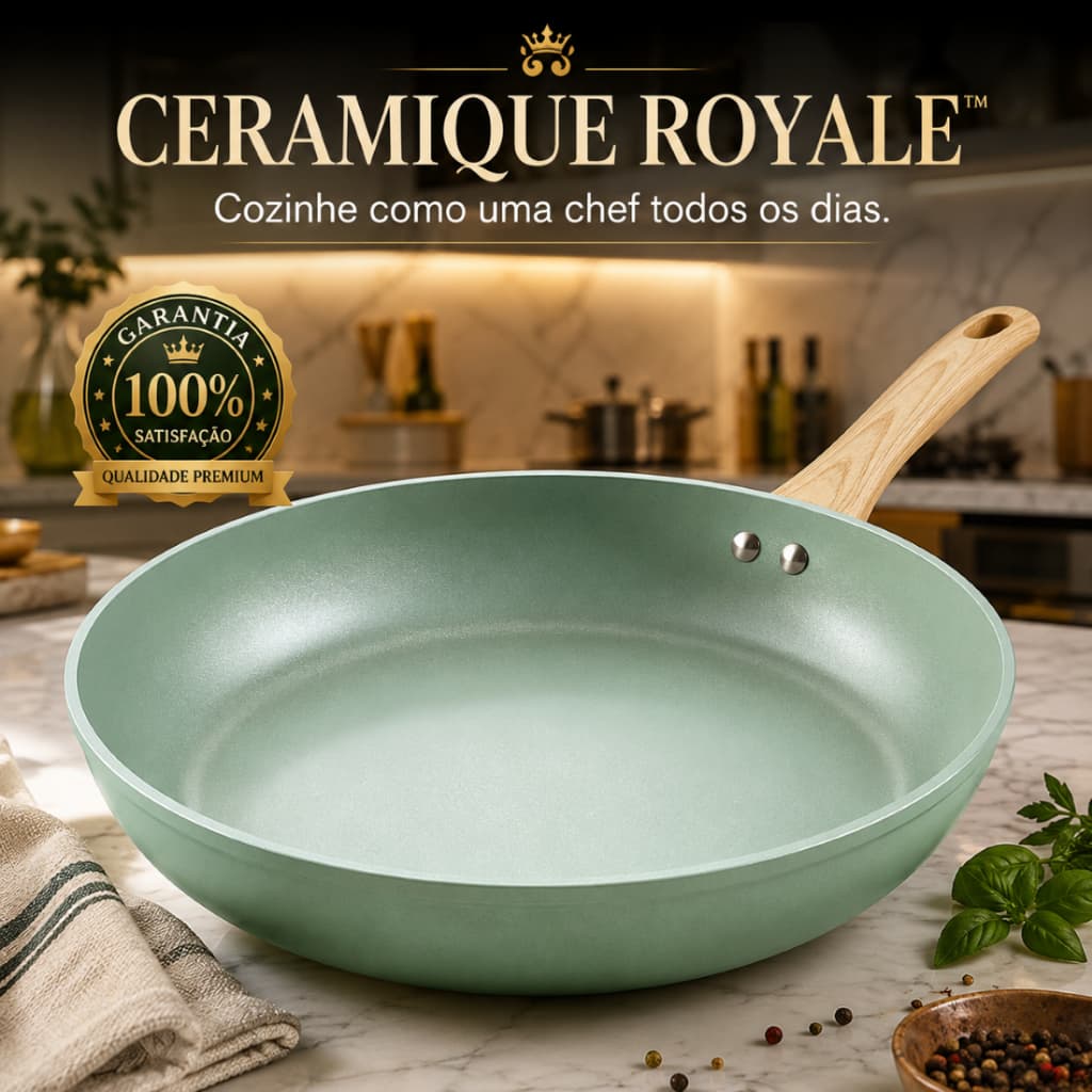 Frigideira Antiaderente Nanocerâmica 28cm Verde Premium Não Gruda Alta Durabilidade Menos Óleo