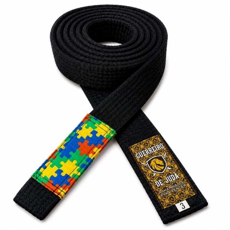 Faixa preta de jiu-jitsu PREMIUM tarja autismo