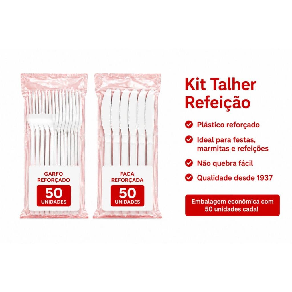 Garfo e Faca Descartável(EXTRA FORTE,REFORÇADO) 100 E 200Unidades  Talheres Plásticos para Festas