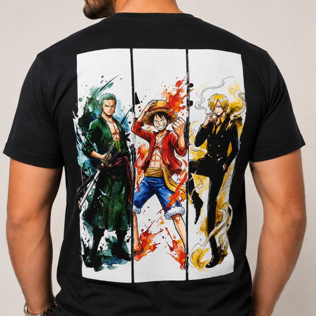 Camiseta Básica Anime One Piece 100% Algodão Luffy Zoro Sanji One Piece Anime Masculino Moda Casual Streetwear Estampada