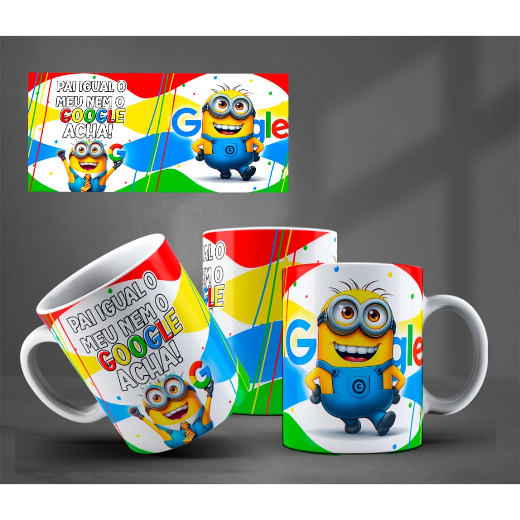 Pai Igual o meu nem o Google acha (mod07) - Caneca Personalizada Classicas Minions