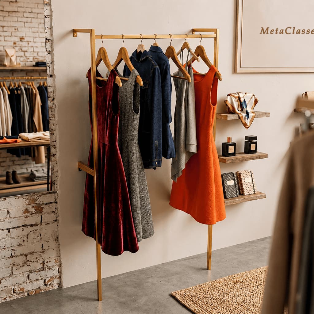 Arara Meta,  Cabideiro simples para roupas, lojas e quartos.