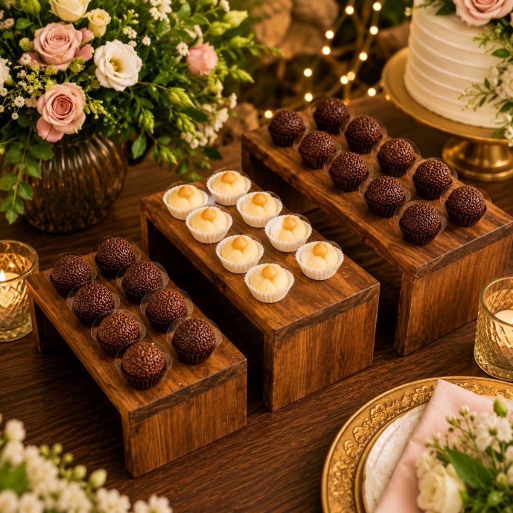 Trio Bandejas Decoração De Mesa De Festa Escada Doceira Enfeite De Mesa Festas Porta Brigadeiro Suporte Salgados
