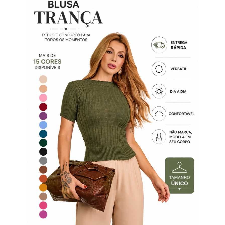 BLUSA TRANÇA FEMININO TRICOT CROCHE CONFORTAVEL  DIA A DIA MODA BLOGUEIRA INSTAGRAM VERAO ELEGANTE