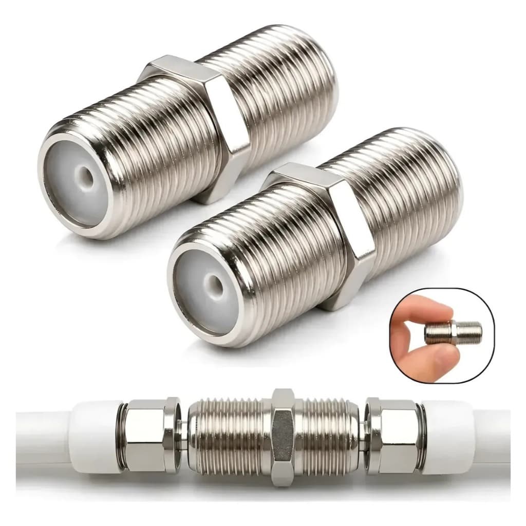Kit 2 Emenda Cabo Antena Tv Conector Fêmea Extensor Coaxial