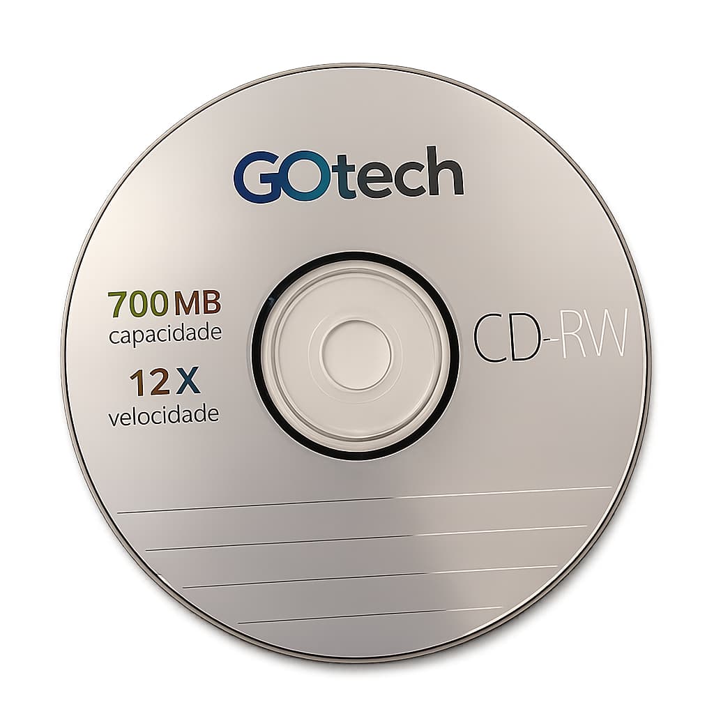 CD-RW 700MB Regravável Go Tech + Envelope | 10 Unidades (Preço de Atacado) Alto Padrão