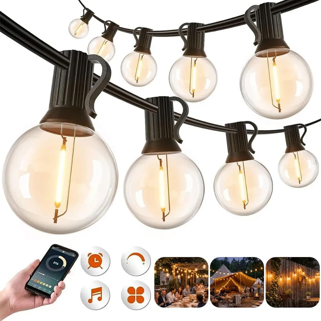 G40 Varal Luzes Bluetooth Corda 20m Lampadas Led Inquebrável