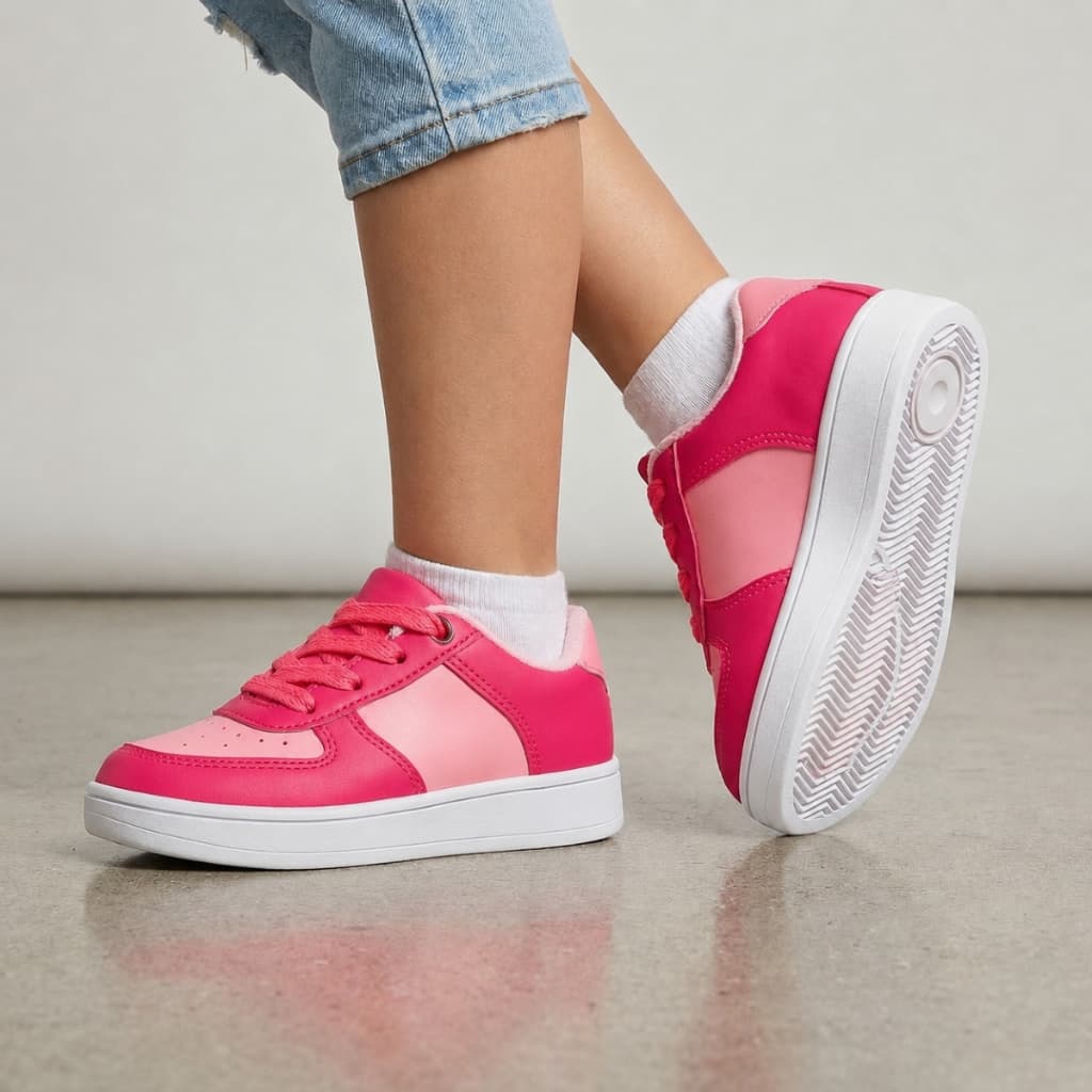 Tênis Infantil Feminino Rosa Sola Reta Maciez Extrema Para Uso Diário Casual Barato Do 26 Ao 33