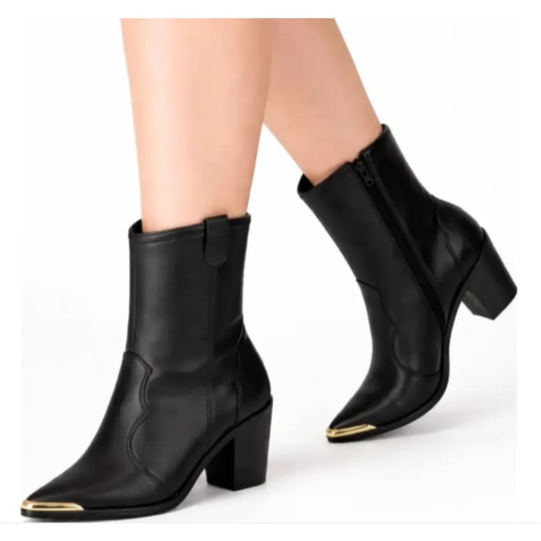 Bota Texana Feminina Moleca Country Original Bico Fino Salto Grosso Fashion Casual, Fashion, Original