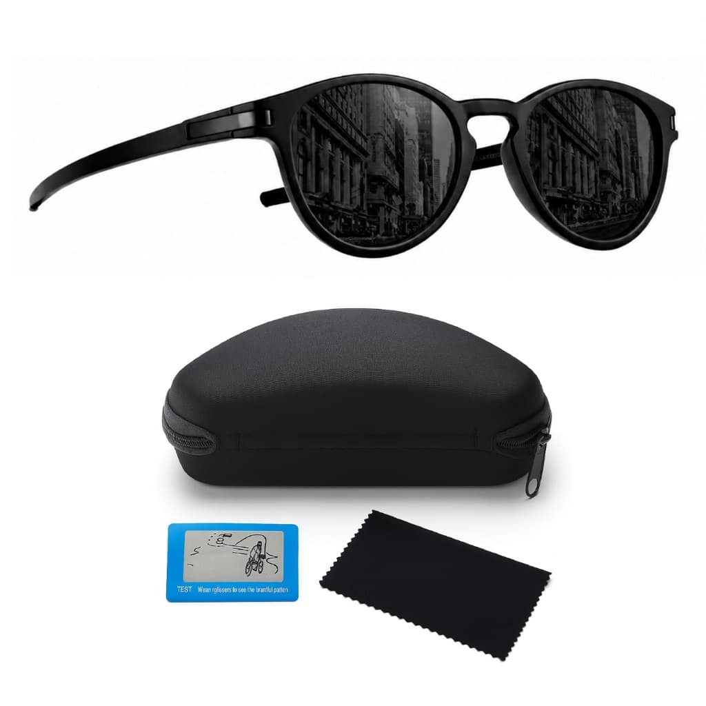 Óculos De Sol Esportivo Masculino Feminino UV400 Polarizado Preto Redondo Premium + Acessórios