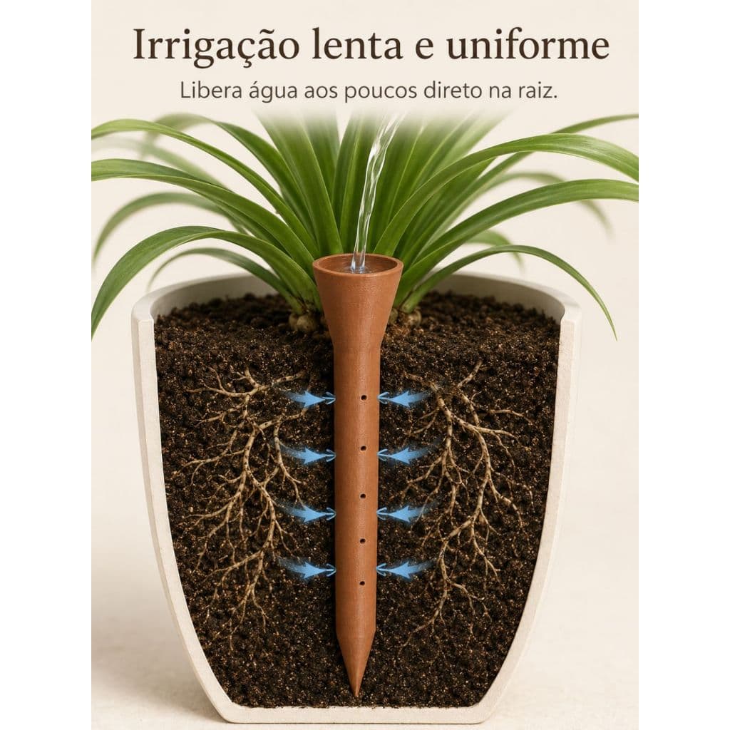 Gotejador Irrigador Automático para Plantas Acoplável em Garrafa PET - Espigão Rega Automática Vasos Kit