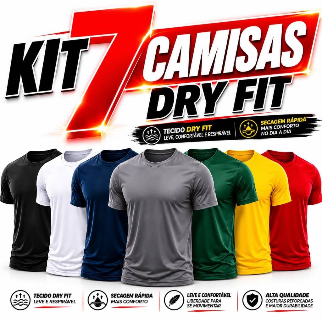Kit 7 Camisas Masculinas Dry Fit Qualidade e Economia