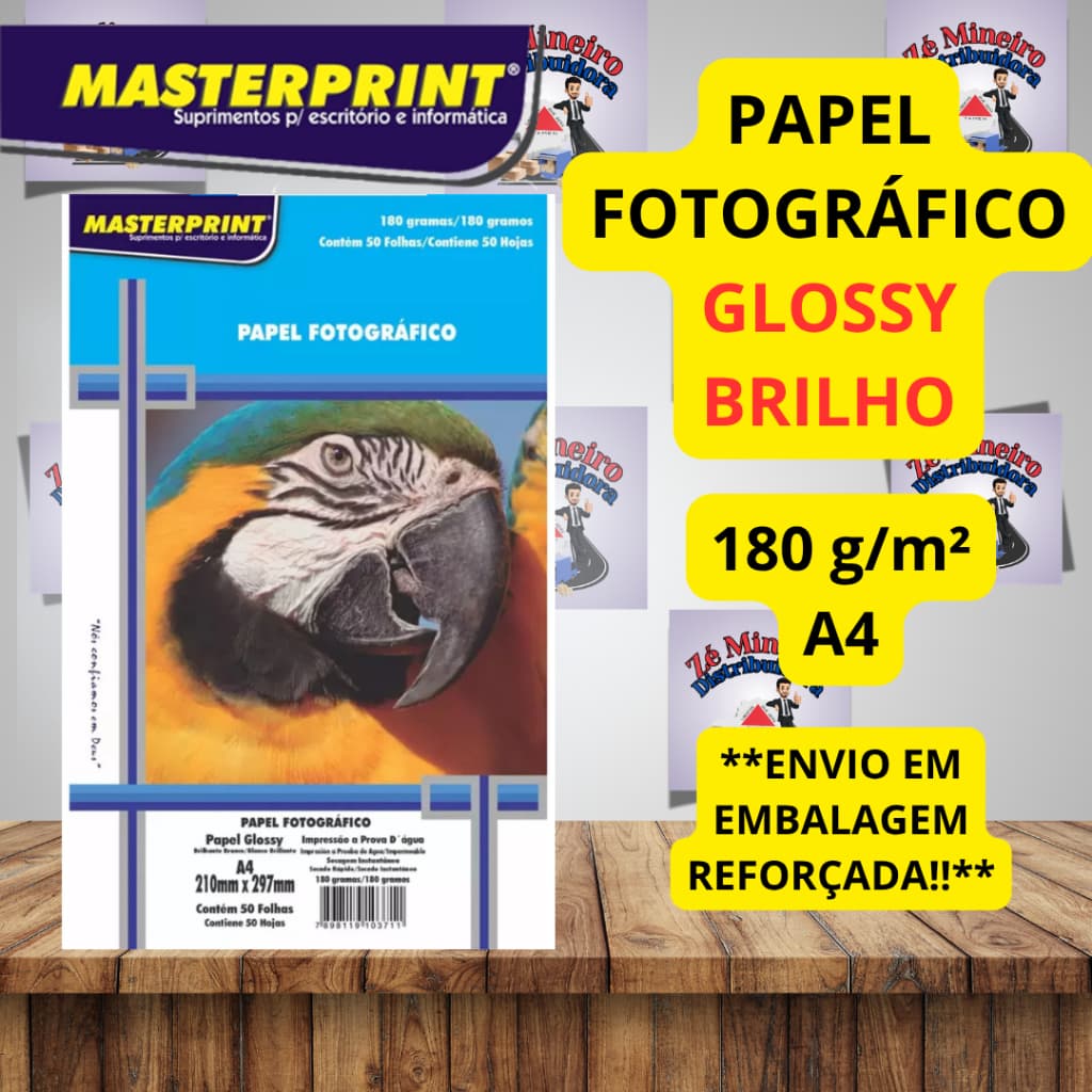 Papel Fotográfico 180g A4 Foto Glossy Brilhante - MASTERPRINT