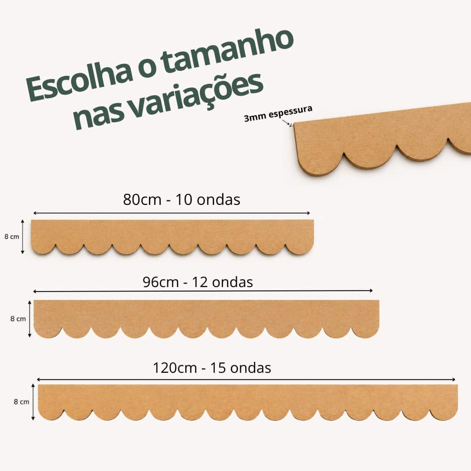 Kit Acabamento Babado MDF Cru 3mm Para Meia Parede Ripas Decorativas Quarto Infantil Bebê Menina Rosa Delicado