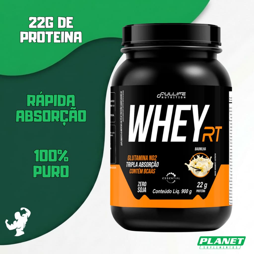 Whey 900g fullife nutrition whey protein pote ganho muscular recuperação premium original 100% whey