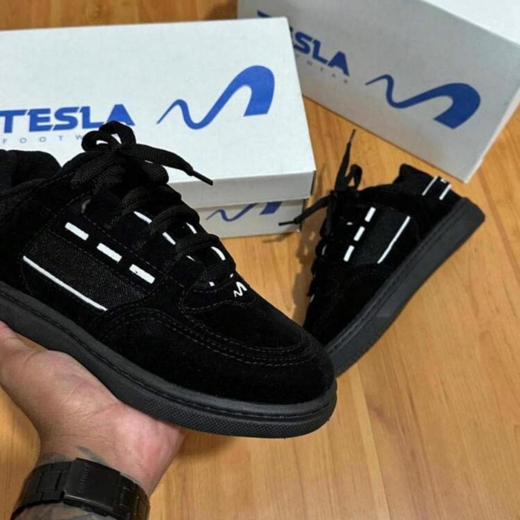 tenis tesla unissex sola reta moda skatista
