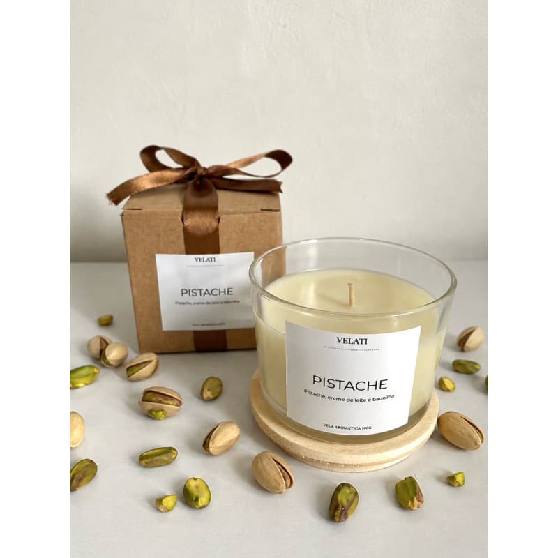 Vela Aromática Artesanal Aroma de Pistache 100g | Vela Decorativa Aromática