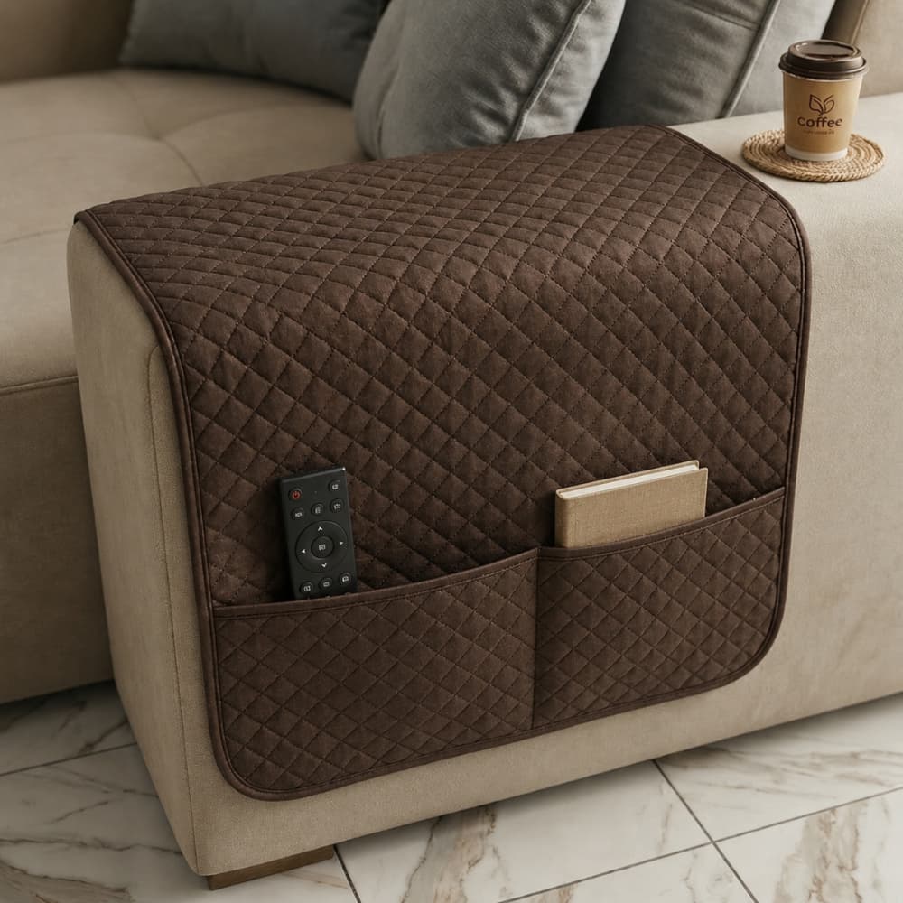 Par Protetor de Braço Sofá Retrátil com Bolsos Porta Objetos Matelado Decorativo