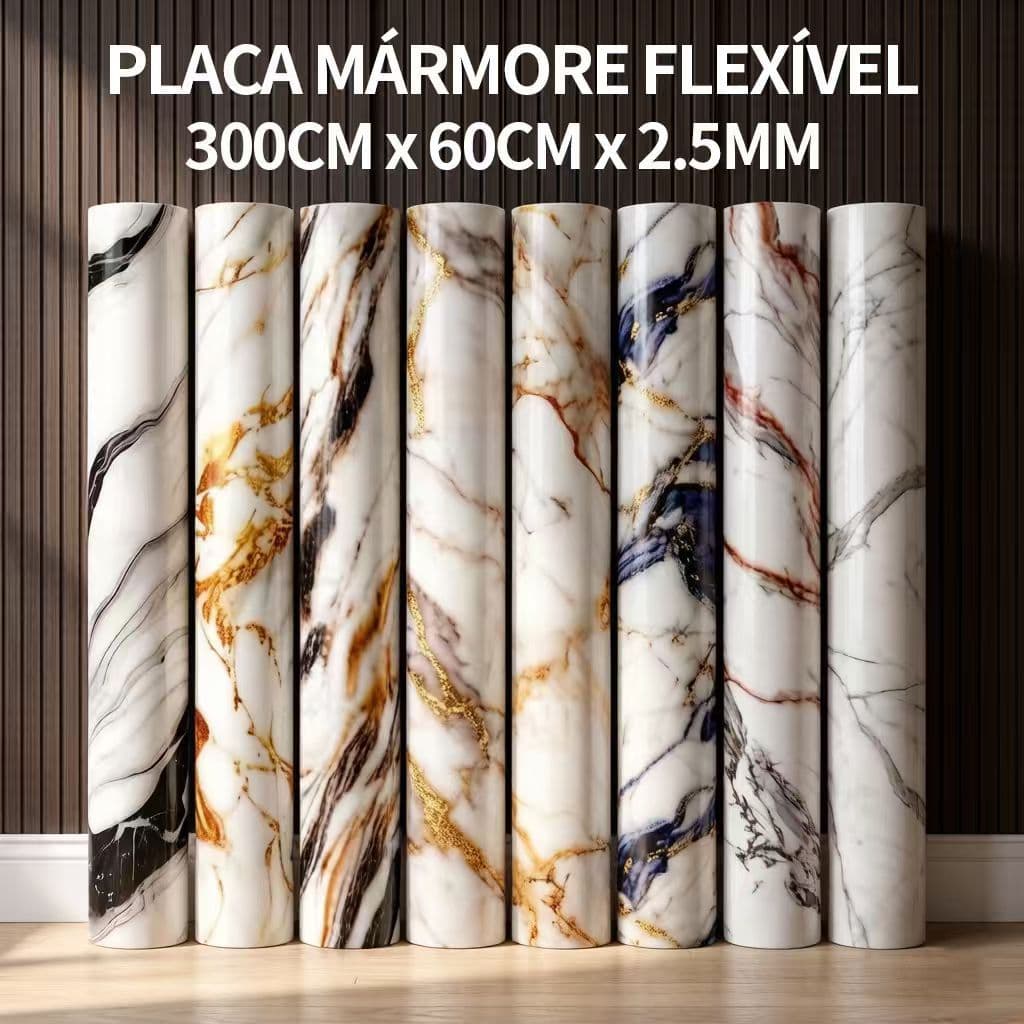 Placa PVC Flexível Marmorizada Autoadesiva 300x60cm Fácil de Limpar