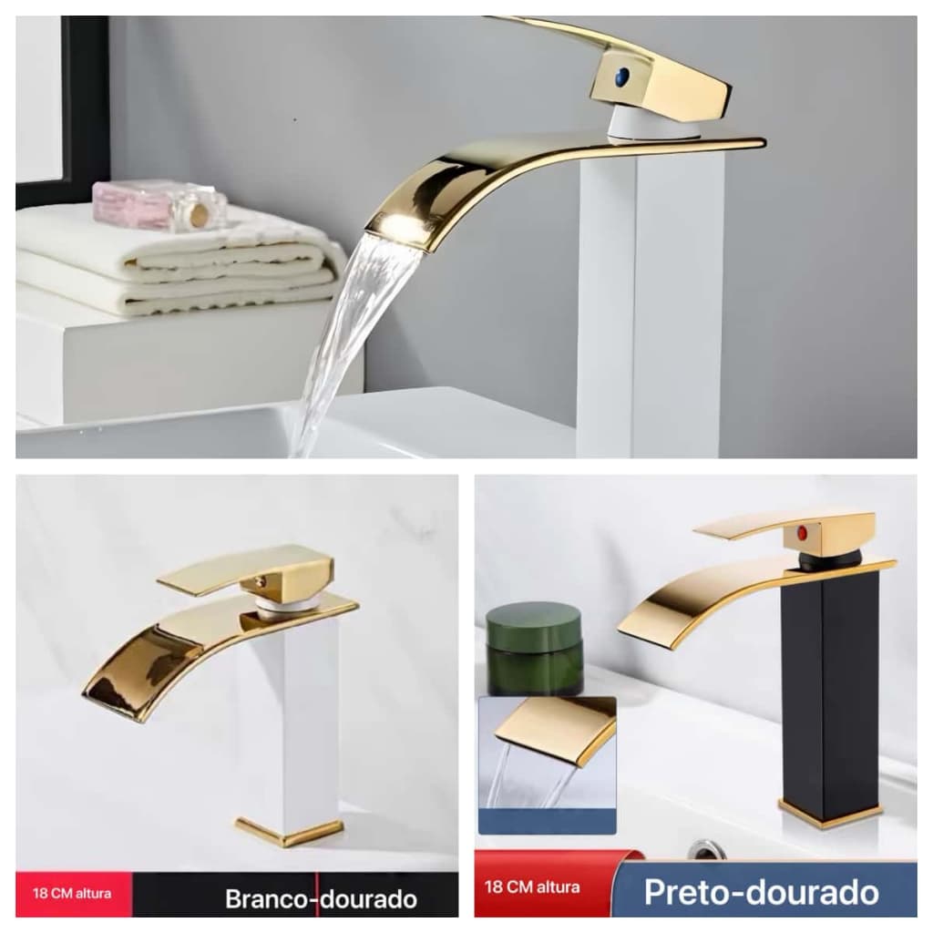 Torneira Cascata Monocomando da Pia (18cm) – Design Moderno e Elegante | Misturador Quente e Frio