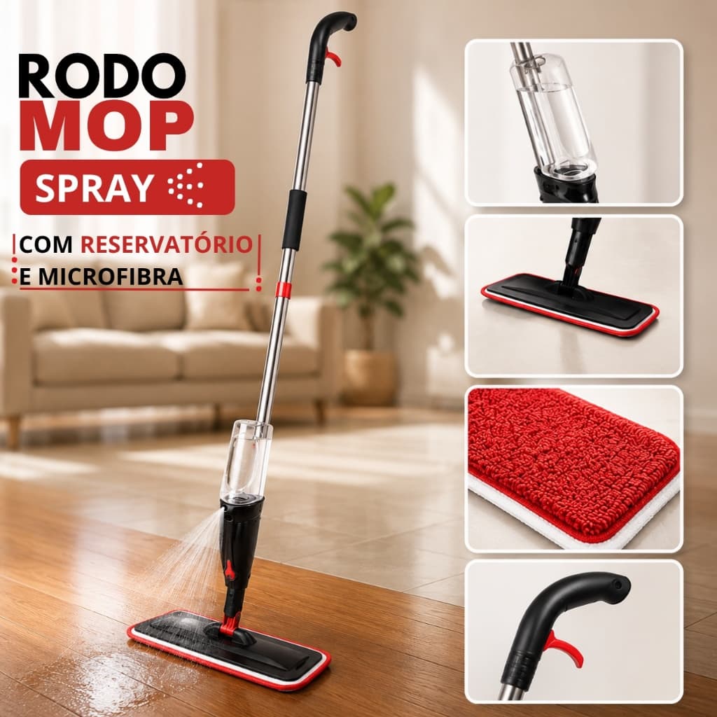 Rodo Mop Spray Com Reservatório Esfregão Microfibra Limpeza para Casa e Piso