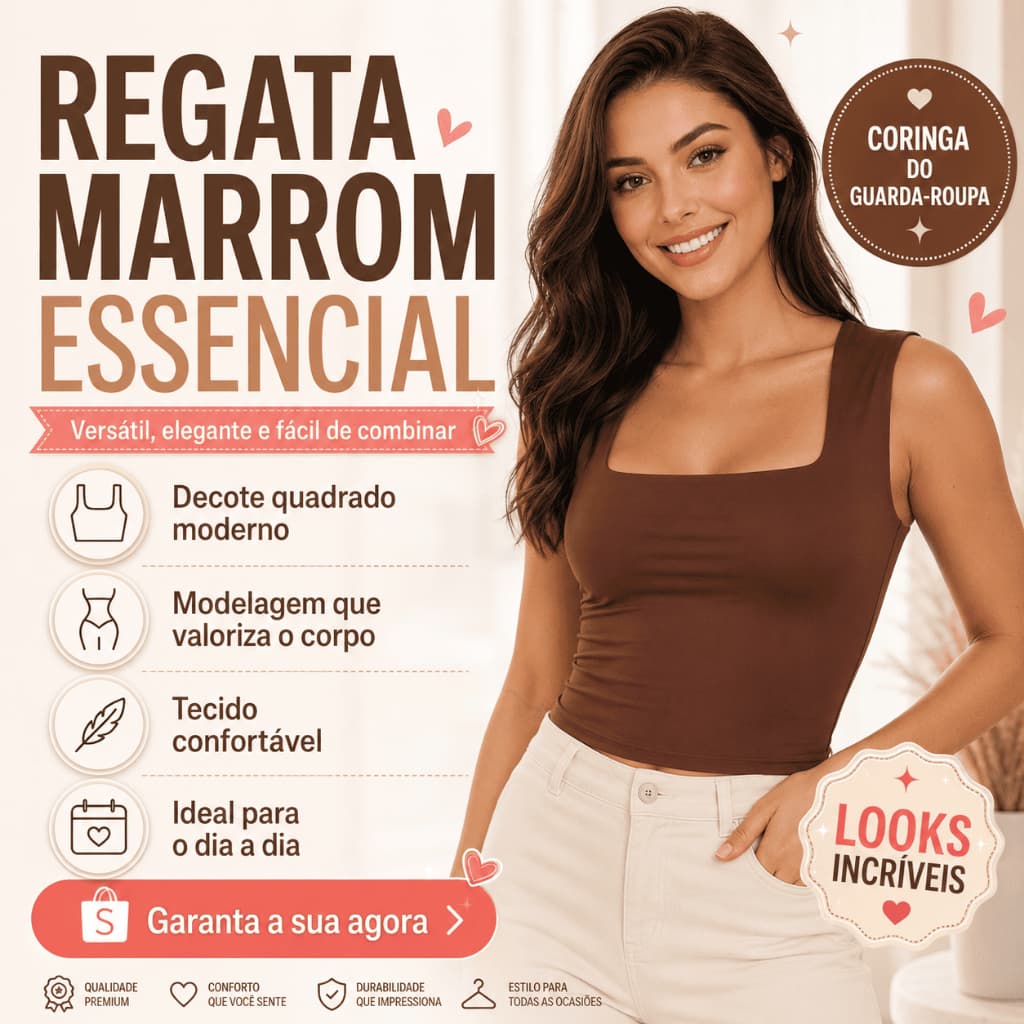 Blusa Regata Feminina Decote Quadrado Sem Transparência Cropped Forrado Elegante