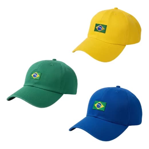 Kit 3 Boné Brasil Seleção Brasileira Aba Curva Unissex Ajustavel