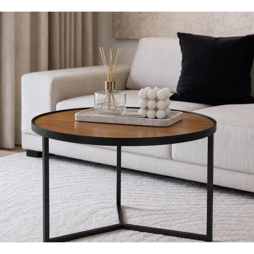 Mesa Mesinha de Centro para Decoração Sala Base Metal com Tampa Madeira