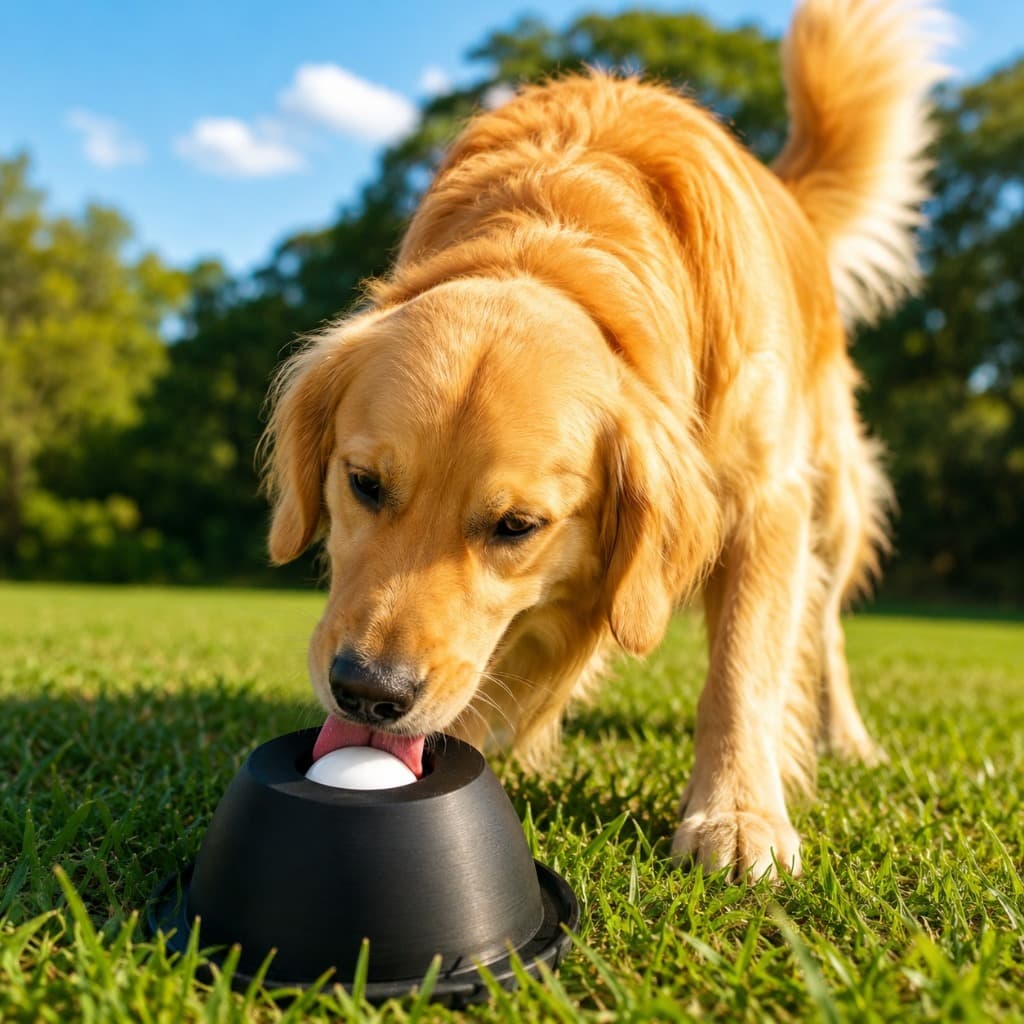 Brinquedo Interativo para Cães Bola Giratória Anti Ansiedade Dispenser Petisco Lambedor Comedouro Lento Pet