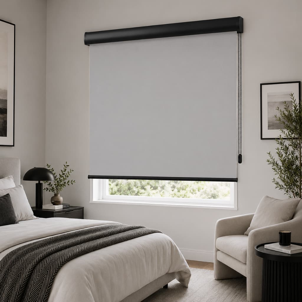 Persiana Rolo Blecaute Bandô Preto Tecido Liso 1,40m X 1,40m Cortina Blackout Sala Quarto Escritório