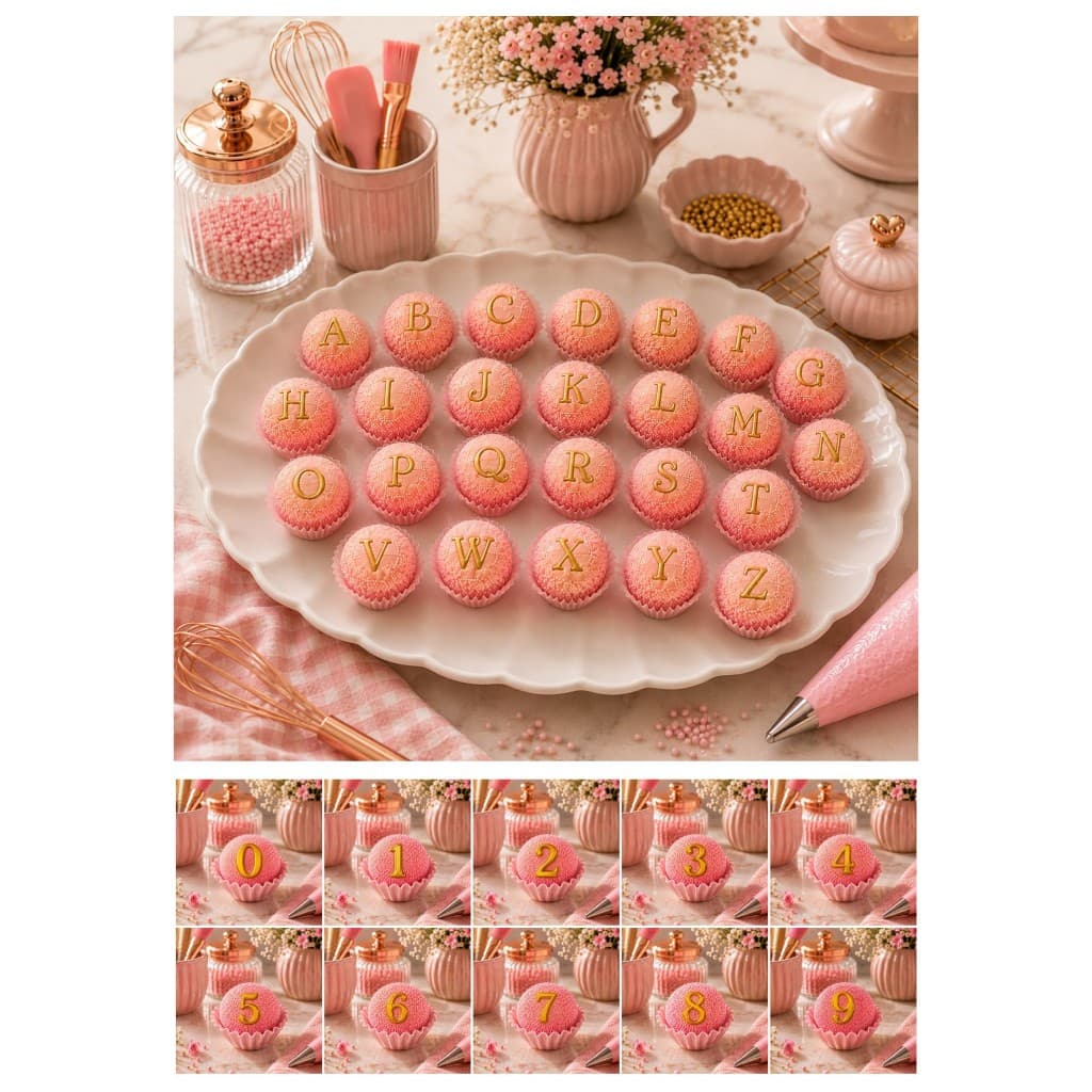 Carimbos Para Brigadeiro e Massas Alfabeto Letras e Numeros Confeitaria Marcador Doces Gourmet 4,5cm