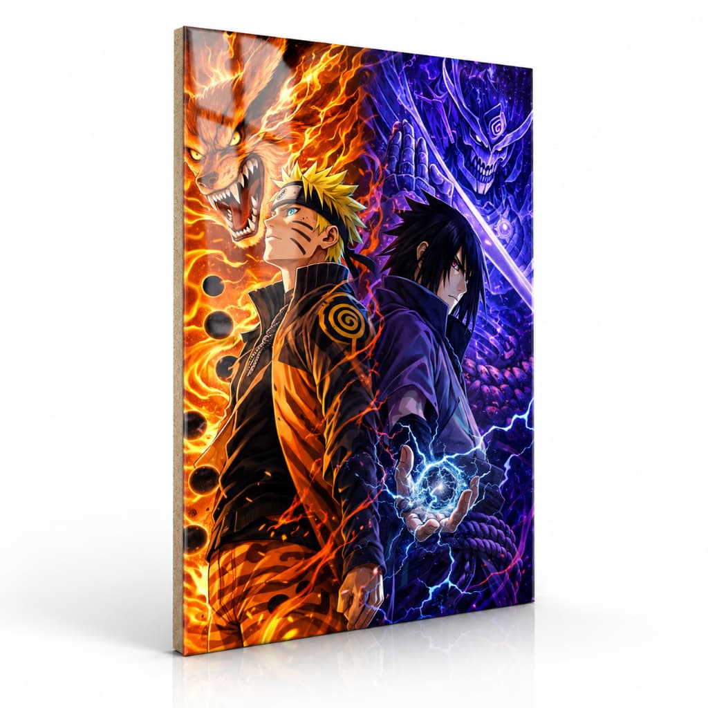 Quadro Naruto e Sasuke Anime MDF Decorativo para Quarto Gamer Otaku Parede Geek Premium 20x30