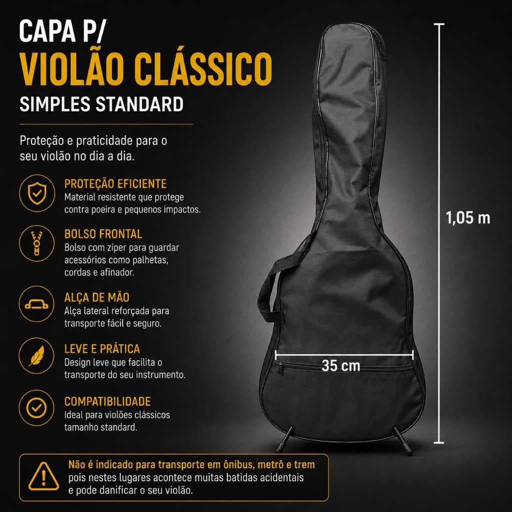 Capa p/ Violão Clássico Simples Standard