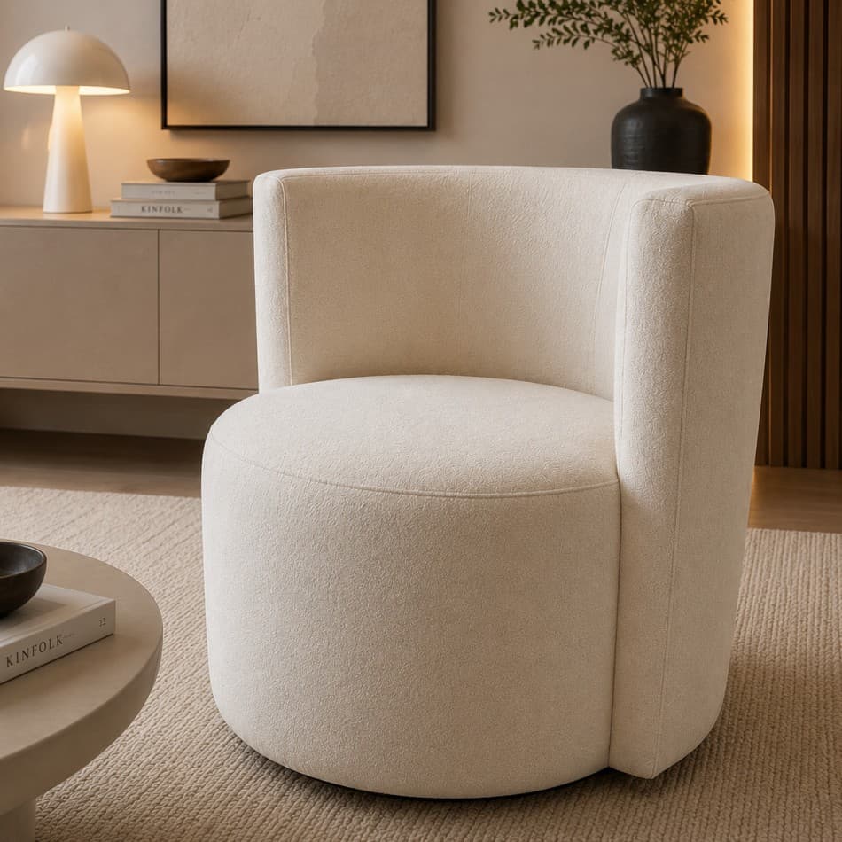 Poltrona Orgânica Napa Tecido Boucle Premium Minimalista Espuma D23 Conforto Moderno