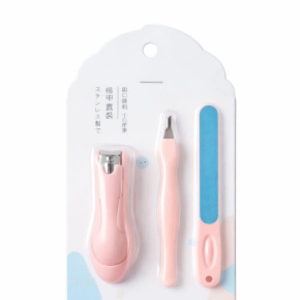 Kit Manicure 3 Peças Cortador de Unha Removedor de Cutícula e Lixa Portátil
