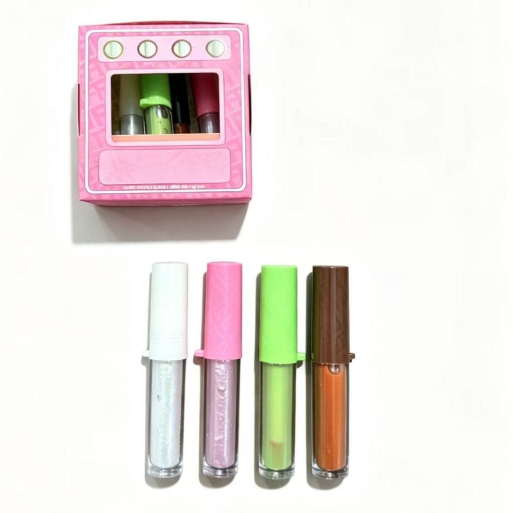Kit Maquiagem Labios Feminina EstojoFormato Coracao, Gloss Labial BrilhanteHidratante para Look Doce