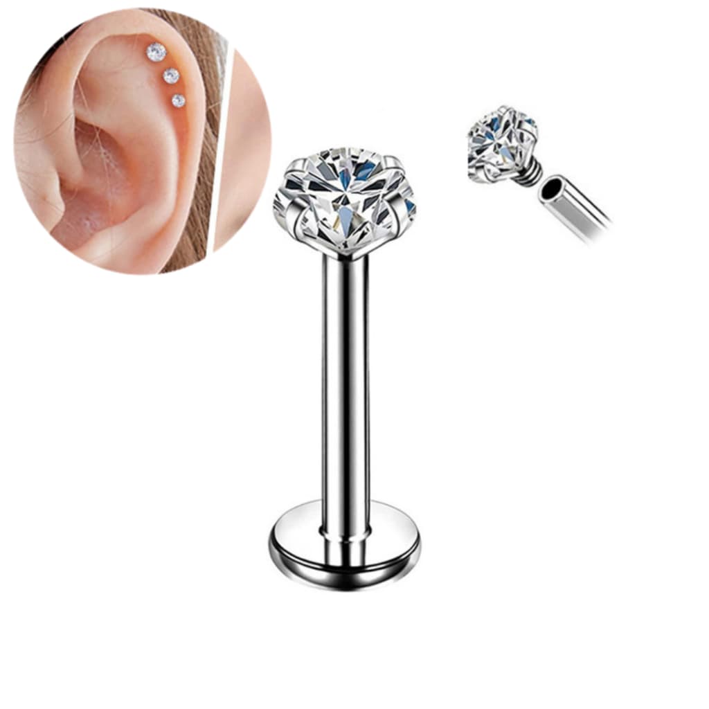Piercing Labret Titânio Garra Ponto de Luz Conch Tragus Nariz Helix Corrente Nariz Australiano Tragus