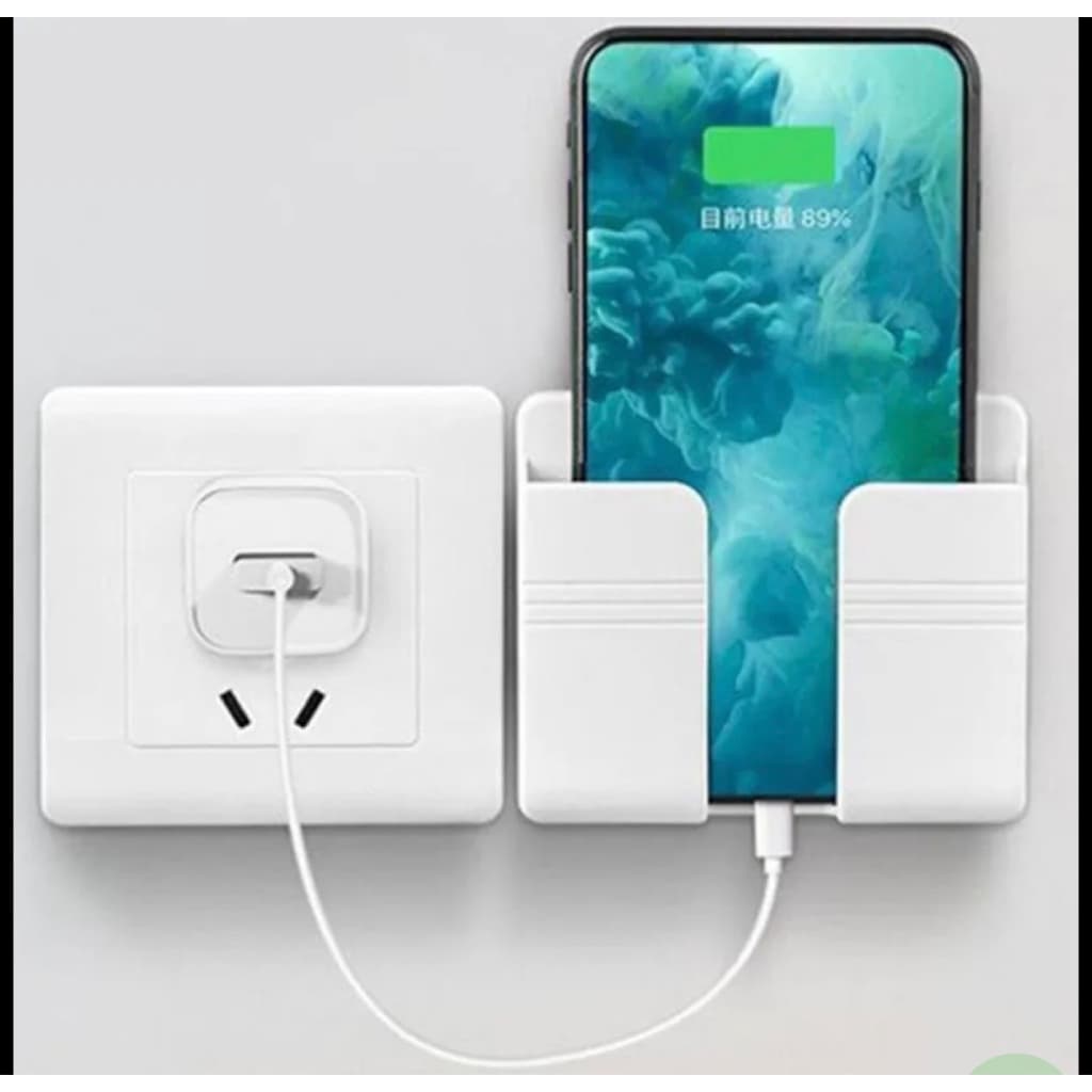 Porta Celular de Parede com Suporte para Carregador - Organizador Adesivo para Tomada