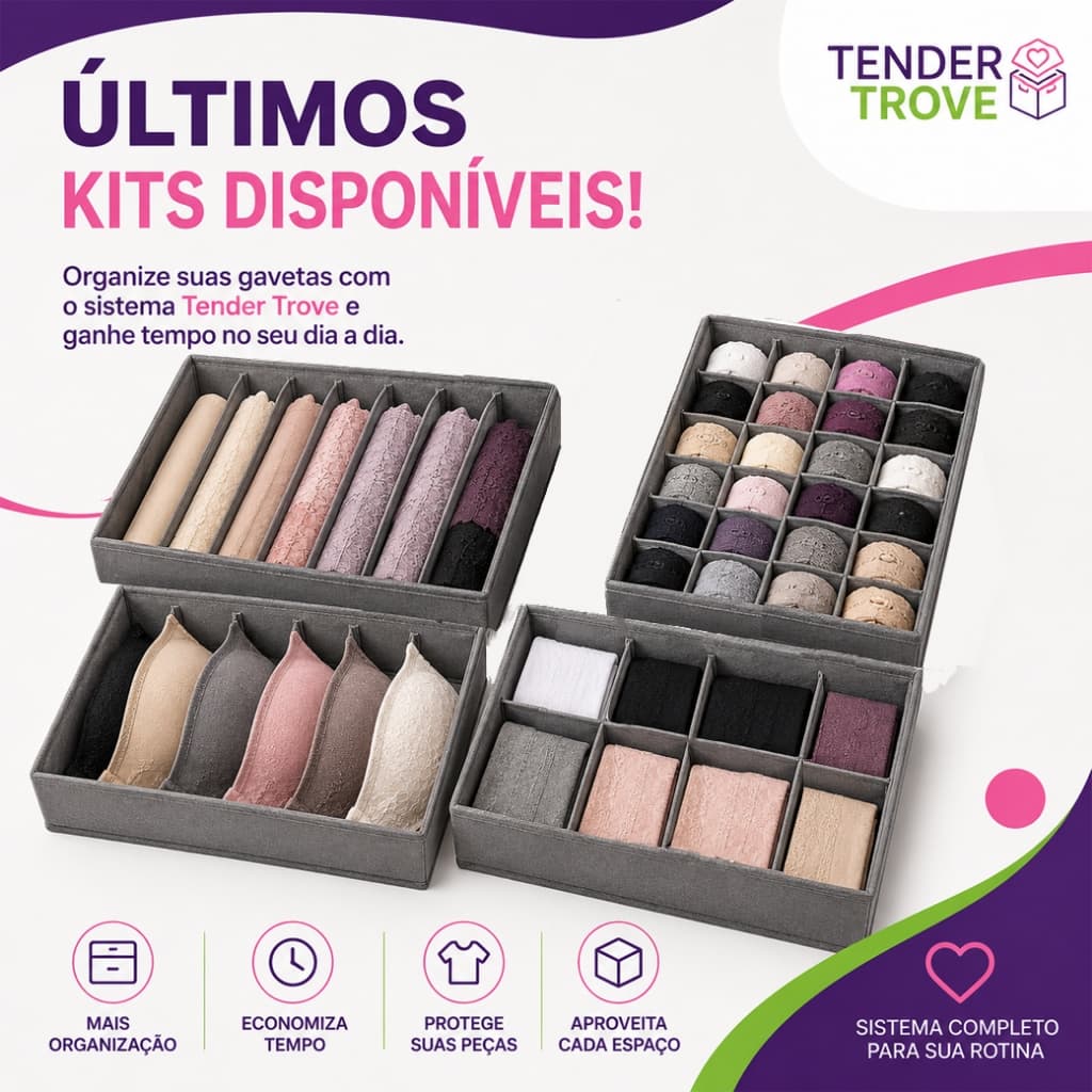 Kit 4 Colmeias Organizadoras Tender Trove — 45 Compartimentos para Gavetas 🏆 Organize Roupas Íntimas e Acessórios