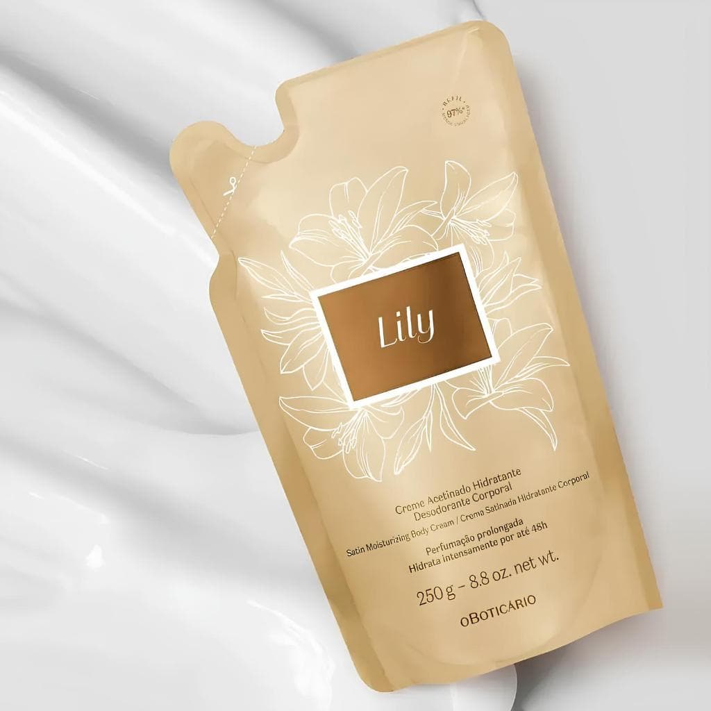 Refil Creme Acetinado Hidratante Desodorante Corporal Lily OBoticario 250g