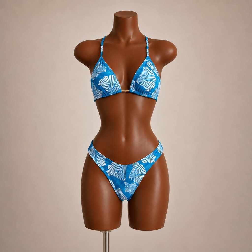 Conjunto Biquíni Cortininha + Shortinho | Look Feminino Praia Verão Estiloso e Colorido Estampa VERDE ESMERALDA Trikini