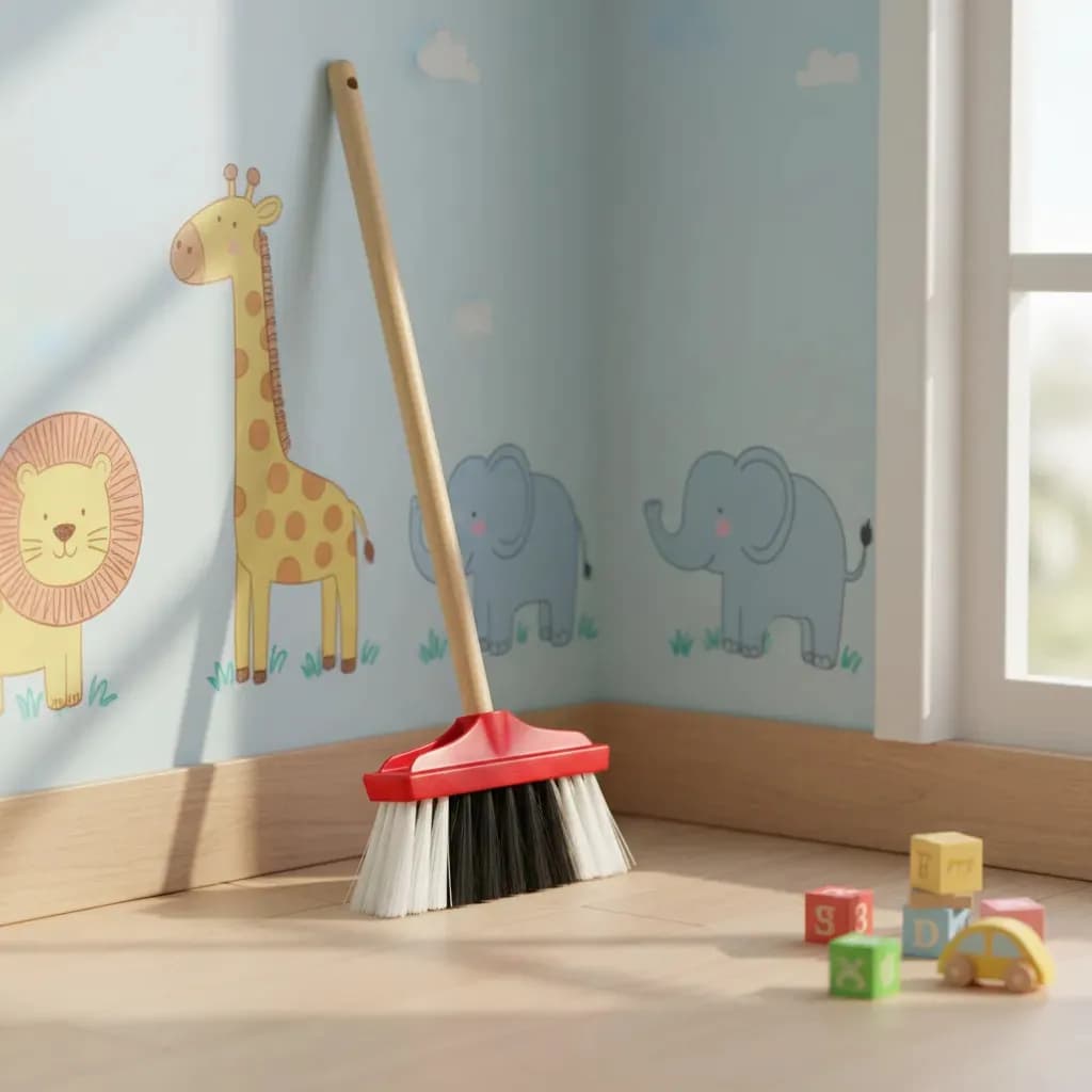 Kit De Limpeza Infantil Completo 3 Peças - Vassoura, Rodo E Pá