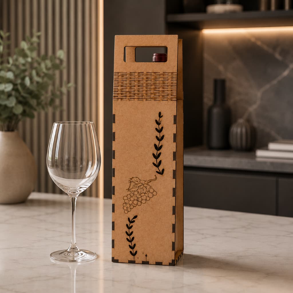 Caixa Porta Vinho MDF Dia Dos Pais Presente Elegante Para Garrafa Decoração